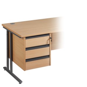 3 Drawer Fixed Pedestal - Graphite Handle