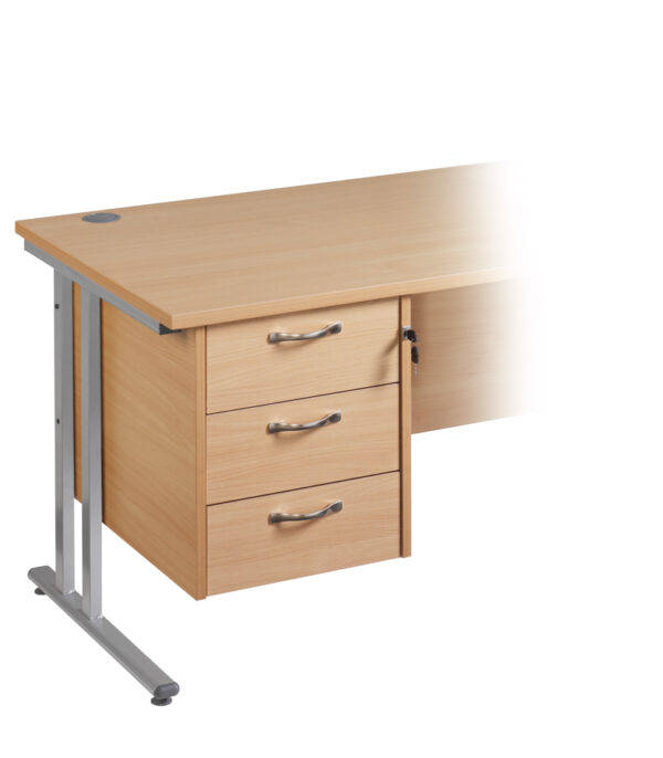 3 Drawer Fixed Pedestal - Silver Handle