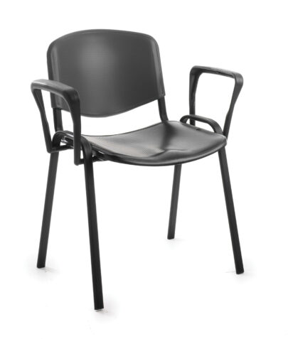 Taurus Plastic Black Frame Stacking Chair with Fixed Arms