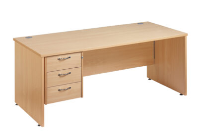 Straight Panel End desk - 3 drawer fixed pedestal