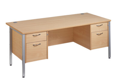Straight H frame desk with 2 x 2 Drawer Pedestals