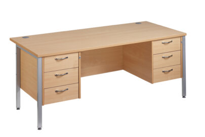 Straight H frame desk with 2 x 3 Drawer Pedestals