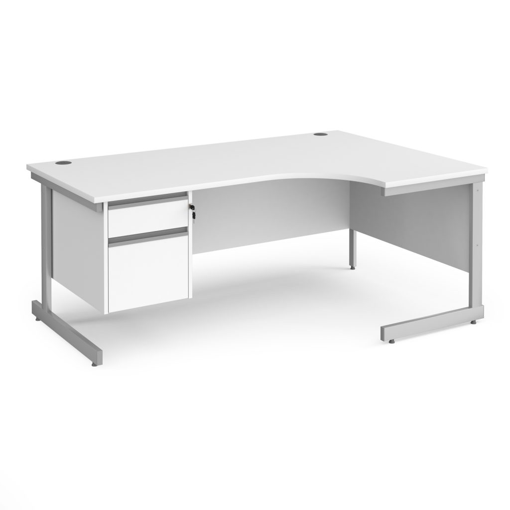 Right Hand Ergonomic Desk with Two Drawer Pedestal Office Furniture
