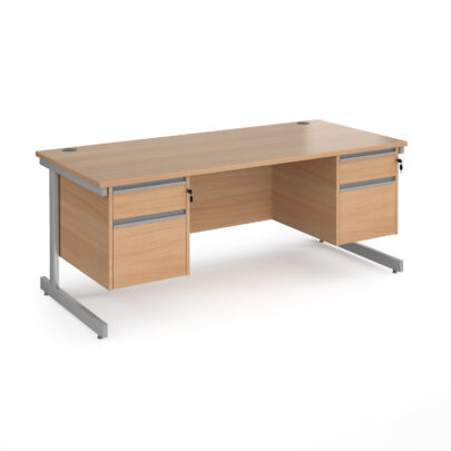 Straight Desk with 2 x Two Drawer Pedestals