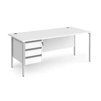Straight Desk with Three Drawer Pedestal