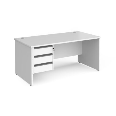 Straight Desk with Three Drawer Pedestal