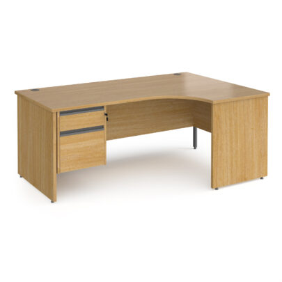 Right Hand Ergonomic Desk with Two Drawer Pedestal