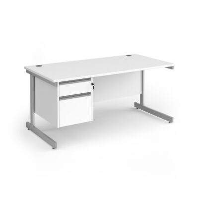 Straight Desks with Two Drawer Pedestal