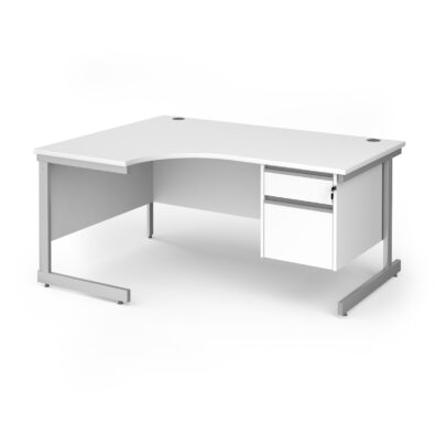 Left Hand Ergonomic Desks with Two Drawer Pedestal
