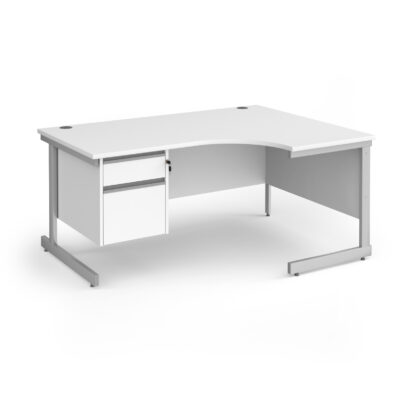 Right Hand Ergonomic Desks with Two Drawer Pedestal