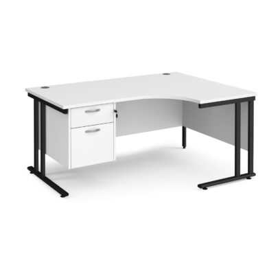 Right Hand Ergonomic Desks with Two Drawer Pedestal