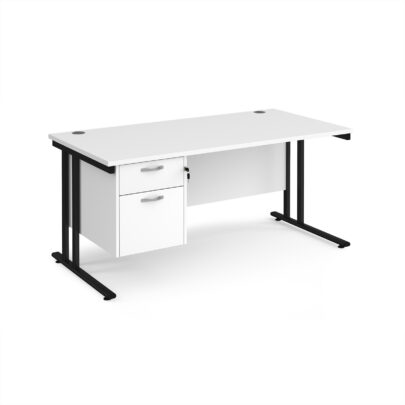 Straight Desks with Two Drawer Pedestal