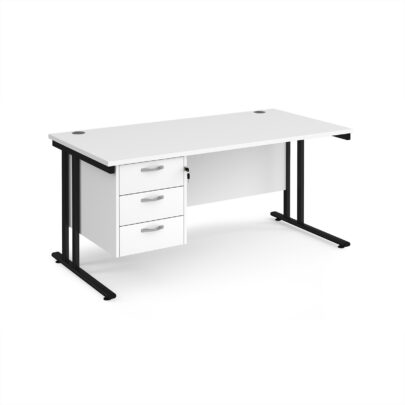 Straight Desk with Three Drawer Pedestal