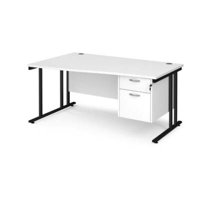 Left Hand Wave Desks with Two Drawer Pedestal