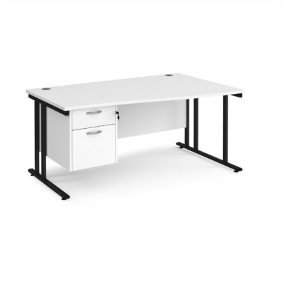 Right Hand Wave Desks with Two Drawer Pedestal