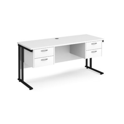 Shallow Straight Desks with 2 x Two Drawer Pedestals
