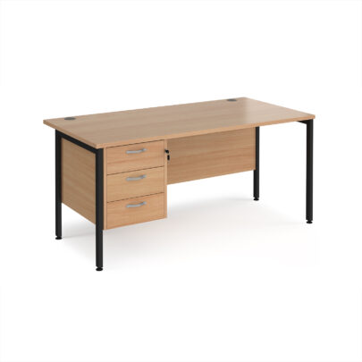 Straight Desks with Three Drawer Pedestal