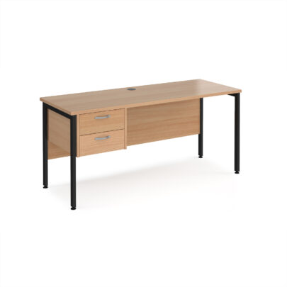 Shallow Straight Desks with Two Drawer Pedestal