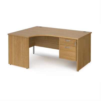 Left Hand Ergonomic Desks with Two Drawer Pedestal