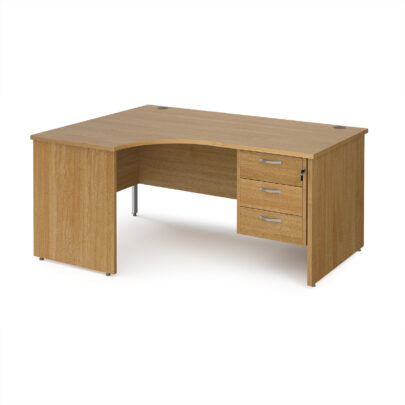 Left Hand Ergonomic Desks with Three Drawer Pedestal