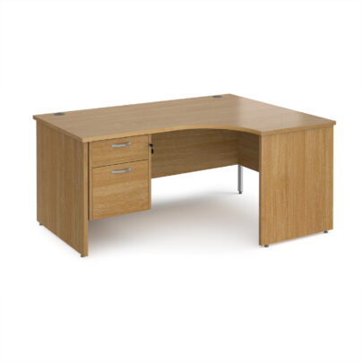 Right Hand Ergonomic Desks with Two Drawer Pedestal