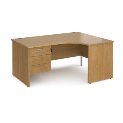 Right Hand Ergonomic Desks with Three Drawer Pedestal