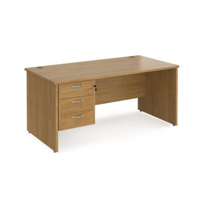 Straight Desks with Three Drawer Pedestal