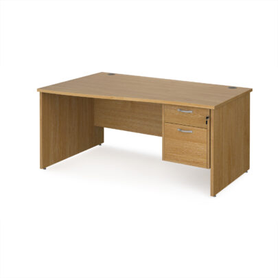 Left Hand Wave Desks with Two Drawer Pedestal