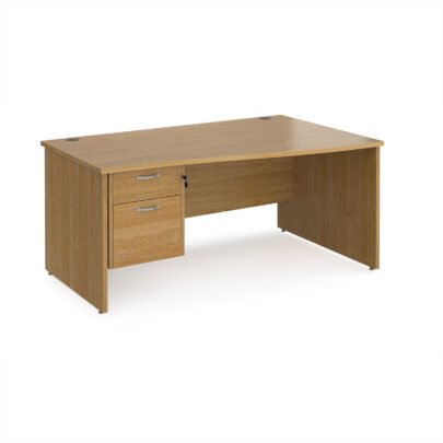 Right Hand Wave Desks with Two Drawer Pedestal